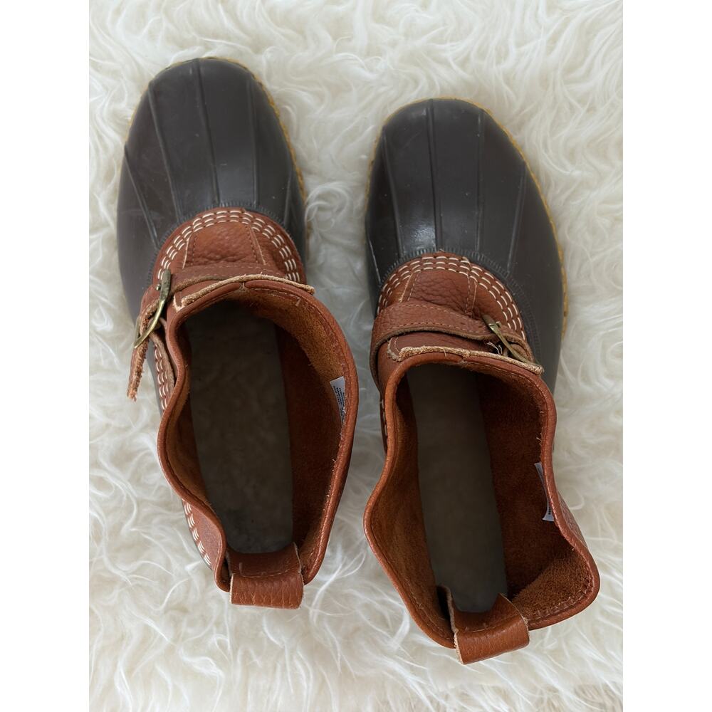 LL BEAN Maine Cognac Leather Lounger Pull-On Ankle Boots, Women’s Size 9 W - Picture 4 of 7